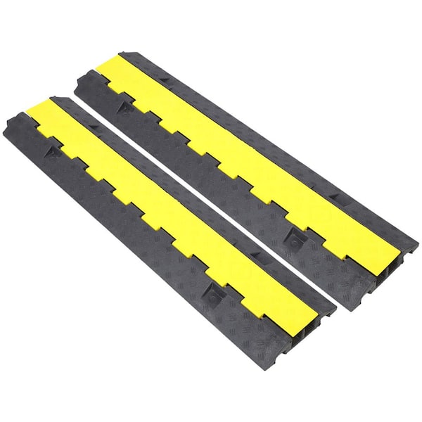 Tidoin 11000 lbs. Load Capacity 2 Channels Rubber Modular Speed Bump Cable Protector Ramp (2-Pack)
