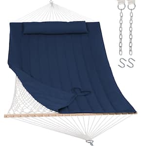 10 ft. to 14 ft. Outdoor Rope Hammock with Polyester Pad, 475 lbs. Capacity, Dark Blue