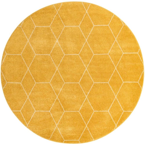 Trellis Frieze Geometric Yellow 7 ft. x 7 ft. Area Rug