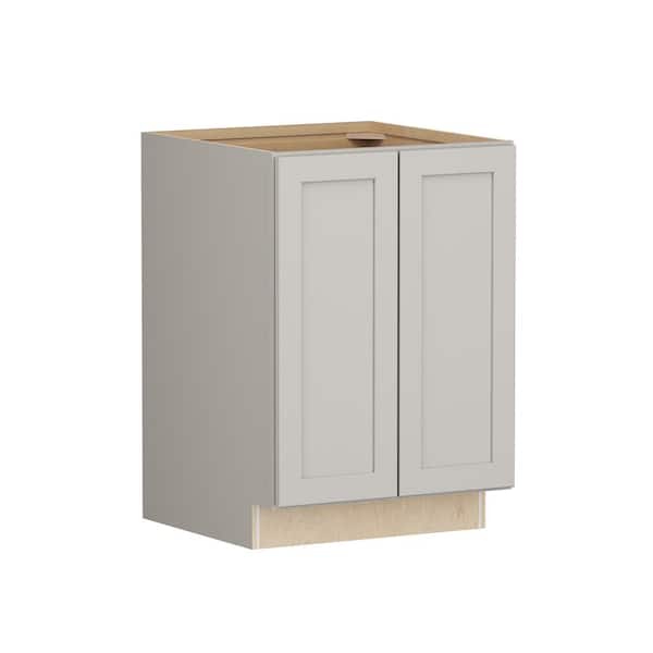 Shaker Full Overlay 24 in. W. x 24 in. D x 34.5 in. H Plywood Assembled Full Height Base Kitchen Cabinet in Stone Gray
