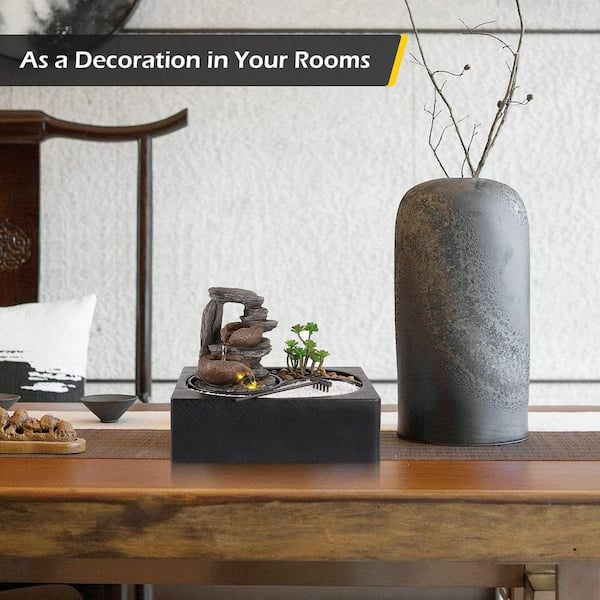 Afoxsos 8.66 in. Electric Resin Tabletop Water Fountain with Zen