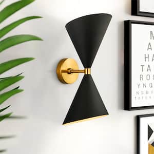 Luke 6.3 in. W 2-Light Contemporary Cone Black Wall Sconce (Set of 2)