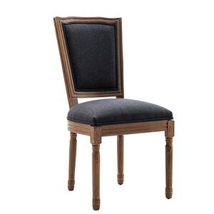 Dark Gray Upholstered Fabric French Dining Chair (Set of 2)