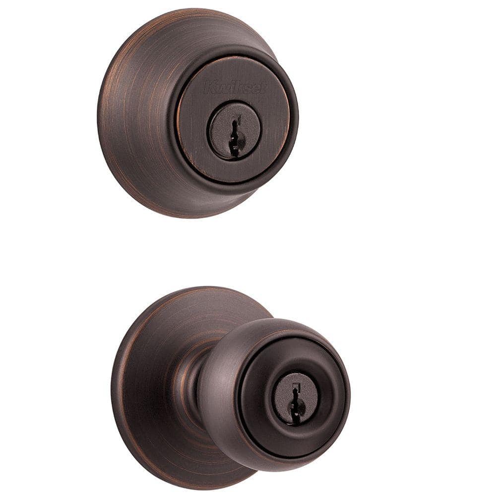 Kwikset Polo Venetian Bronze Exterior Entry Door Knob and Single Cylinder  Deadbolt Combo Pack 690P 11P CP The Home Depot