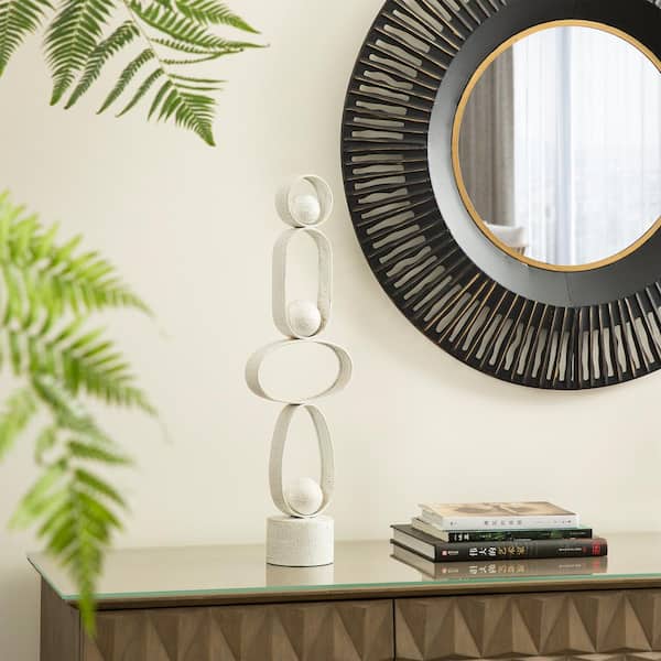 25.50 in. H Modern Abstract White Metal Sculpture Table Decor