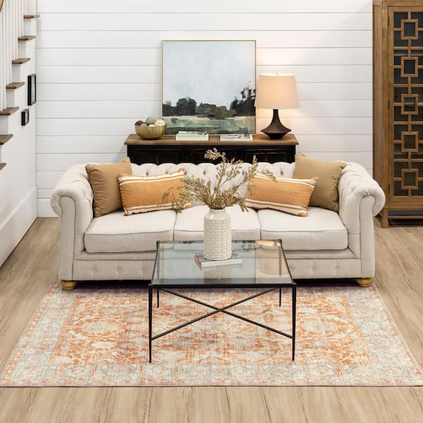 Paloma Terracotta 5 ft. 3 in. x 7 ft. 10 in. Ornamental Indoor Area Rug