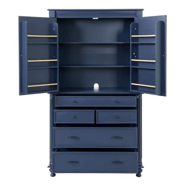 Blue 77.3. in. H Kitchen Pantry Organizers Storage Cabinet with 2 Adjustable Shelves, 6 Door Inner Spice Racks