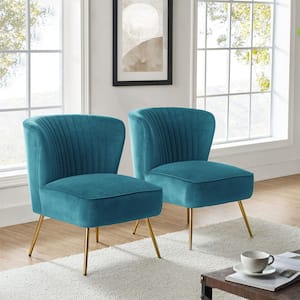 JAYDEN CREATION Monica Modern Navy Velvet Comfy Living Room Side