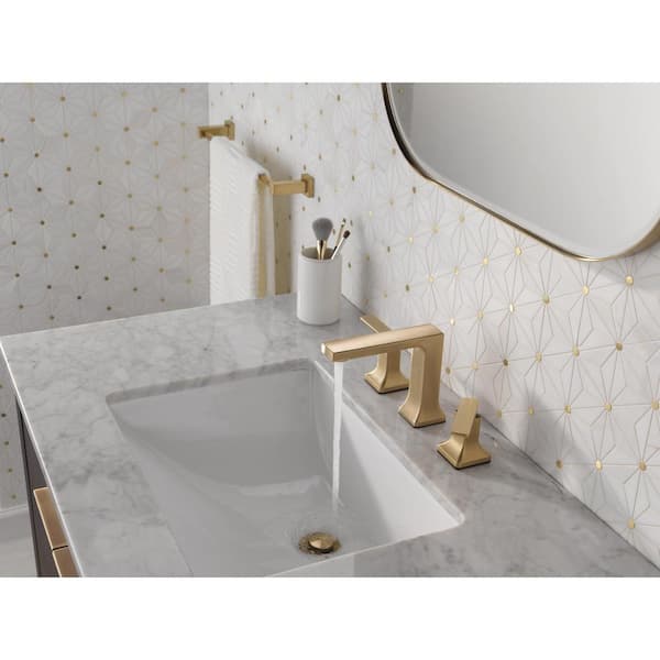 Velum Gold 8 in. Widespread Double Handle Bathroom Faucet with Drain Kit Included in Champagne Bronze