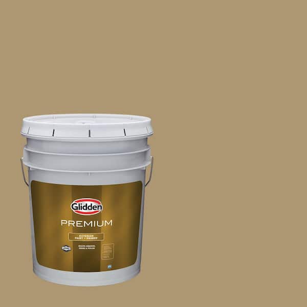 Glidden Premium 5 gal. PPG1098-5 Jute Flat Exterior Latex Paint