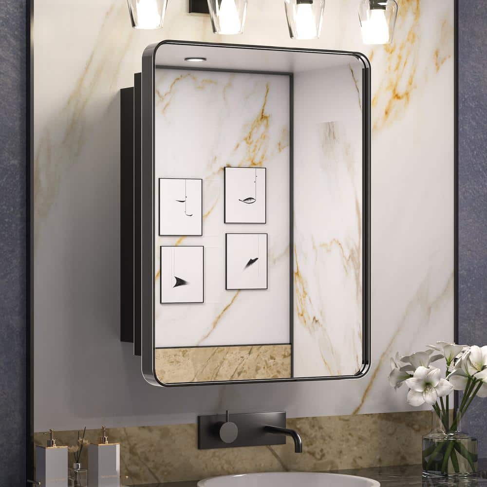 24 in. W x 32 in. H Rectangular Black Stainless Steels  Framed Recessed/Surface Mount Medicine Cabinet with Mirror price history on PriceWatchPro