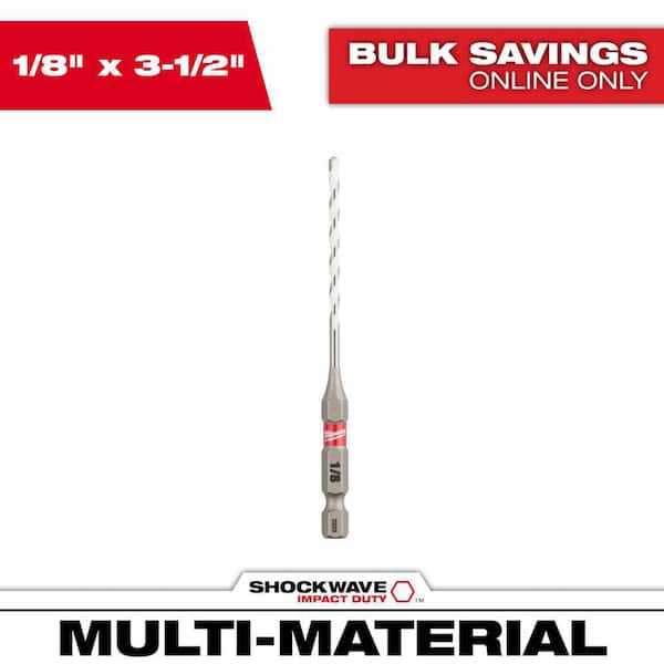 Milwaukee 1/8 in. x 2 in. x 3-1/2 in. SHOCKWAVE Carbide Multi-Material Drill Bit