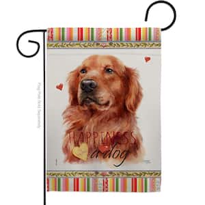 13 in. x 18.5 in. Red Golden Retriever Happiness Dog Garden Flag Double-Sided Readable Both Sides Animals Decorative