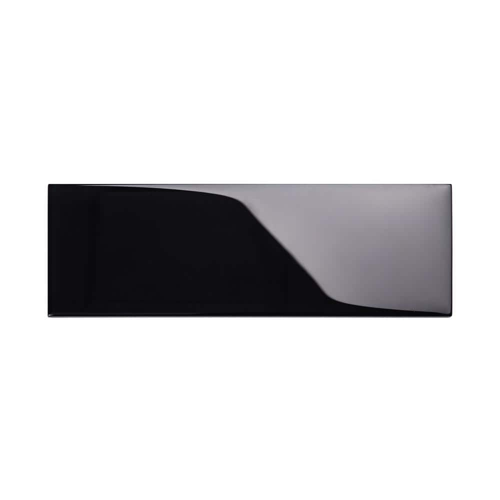 Black 4 in. x 12 in. Glass Subway Wall Tile Sample -  Giorbello, G4113-SMPL