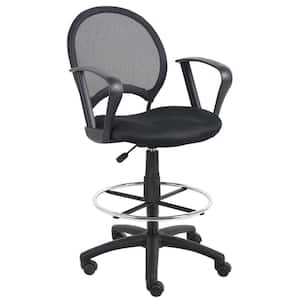 Black Mesh Drafting Stool with Loop Arms