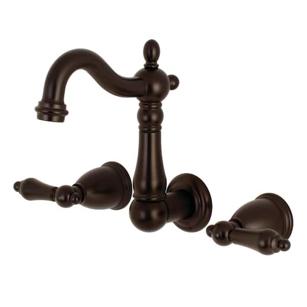 Kingston Brass Heritage 2-Handle Wall Mount Bathroom Faucet in Oil Rubbed Bronze