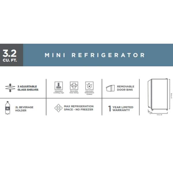 Vissani 3.2 cu. ft. Mini Refrigerator in White, ENERGY STAR