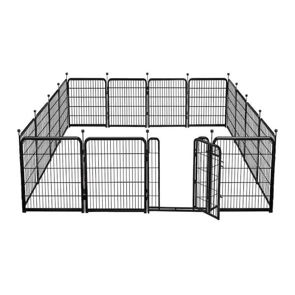 Decorative Metal Garden Fence with Gate 32 in. High Heavy Duty Iron Animal Barrier Fence for Outdoor 12 Panels 26.6 Ft.