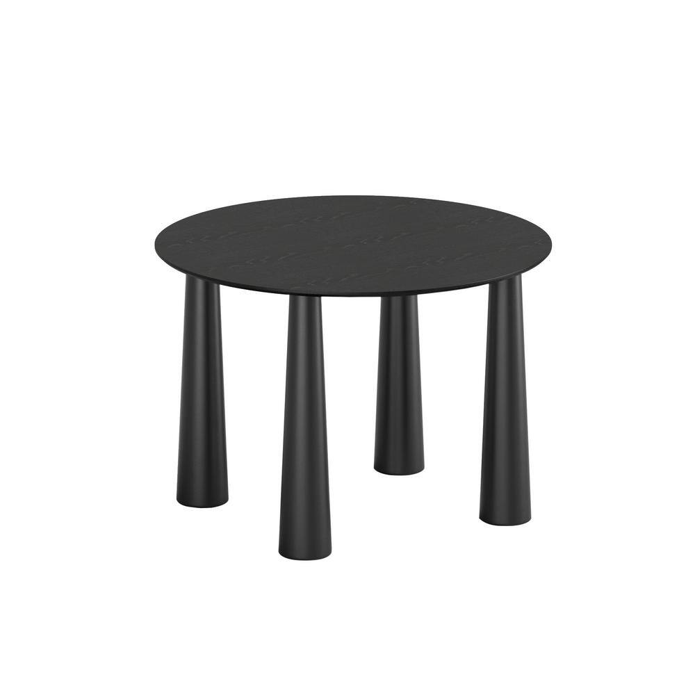 Kathleen Black Round Wood Top 45 in. 4 Legs Dining Table Seats 4