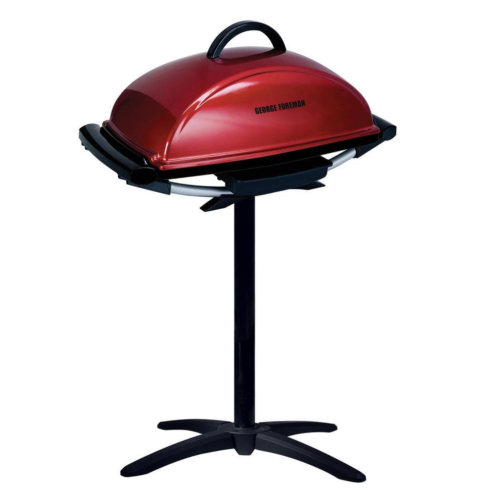 Red Electric Indoor Outdoor Grill with Non-Stick Surface