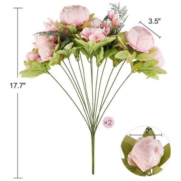17.7 in Pink Indoor Artificial Peony Flowers in Bouquet LX0385