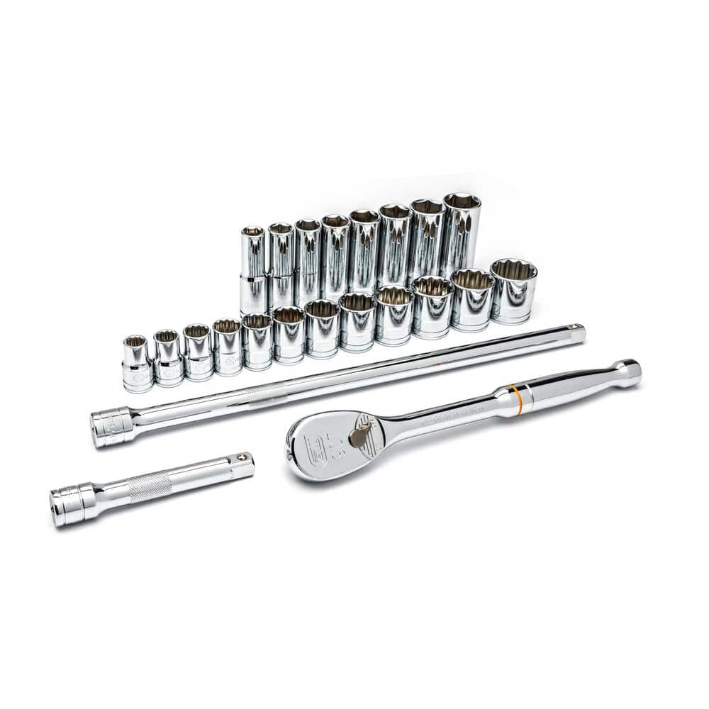 1/2 in. Drive 12-Point Standard and 6-Point Deep SAE Mechanics Tool Set (23
