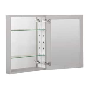16 in. W x 20 in. H Silver Glass Recessed/Surface Mount Rectangular Medicine Cabinet with Mirror