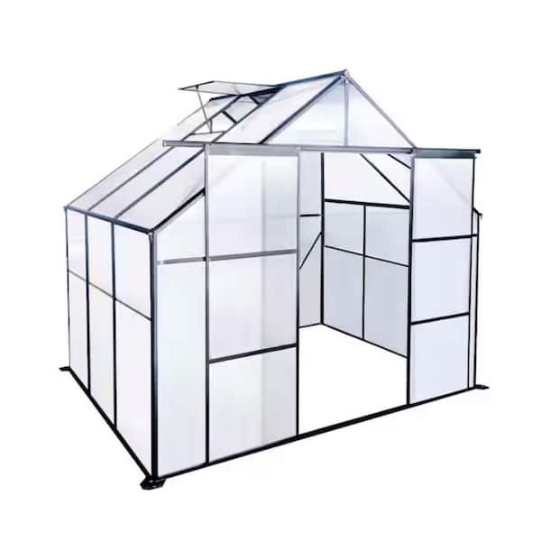8 ft. x 6 ft. Black Polycarbonate Greenhouse Raised Base and Anchor Aluminum Heavy Duty Walk-in Greenhouses