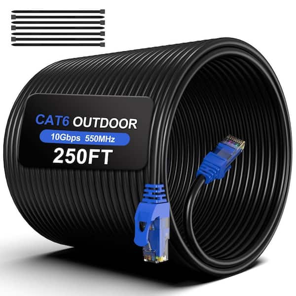 250 ft. 24AWG/4 Conductors Heavy Duty Direct Burial Outdoor Ethernet Cable UTP Waterproof LLDPE UV Resistant