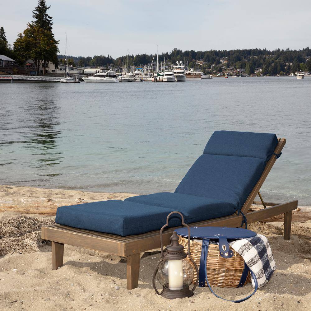 Ocean Blue Recycled Fabric Outdoor Chaise Lounge Cushion