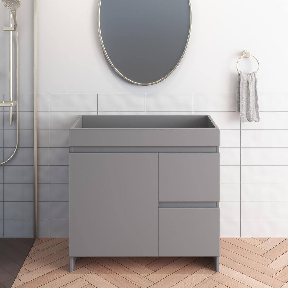 Mace 36 in. W x 18 in. D x 34 in. H Bath Vanity Cabinet without Top in Gray with Right-Side Drawers price history on PriceWatchPro