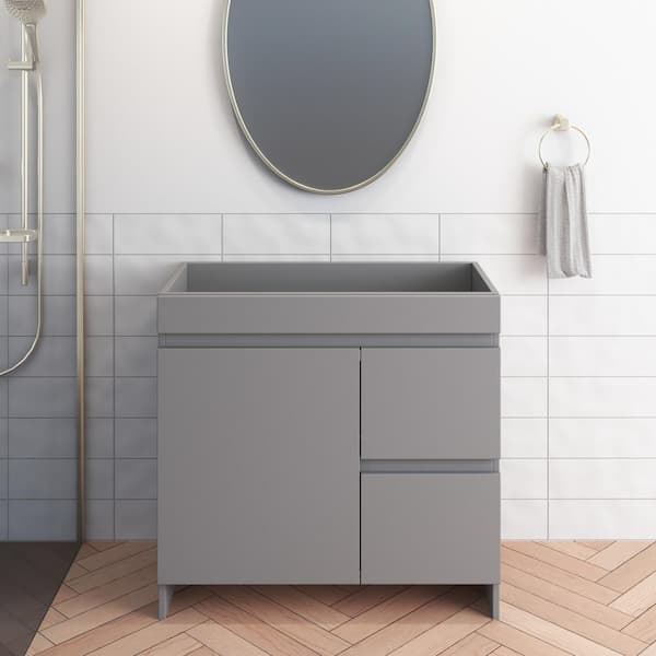 VOLPA USA AMERICAN CRAFTED VANITIES Mace 36 in. W x 18 in. D x 34 in. H Bath Vanity Cabinet without Top in Gray with Right-Side Drawers