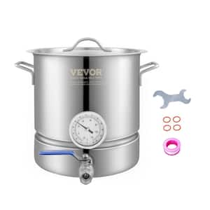 Stainless Steel Kettle Brewing Pot with Lid, Handle, Thermometer, Ball Valve Spigot Brew Kettle Pot