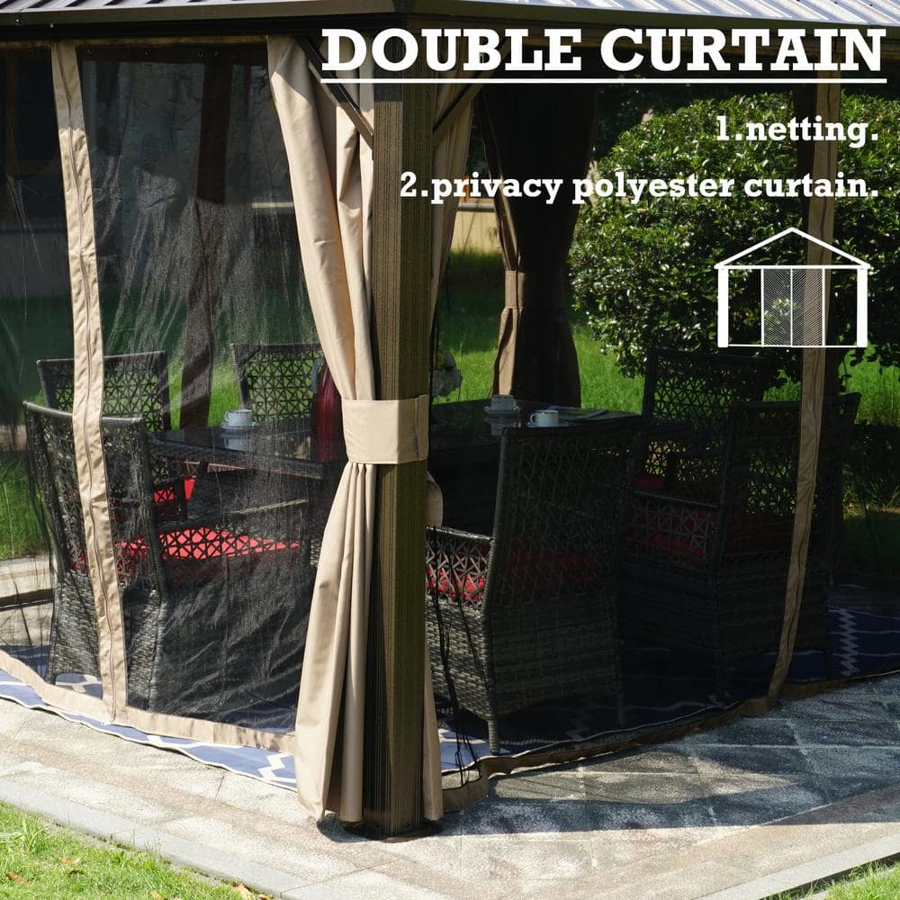 Rosana Brown Aluminum 12x10 Permanent Patio Gazebo