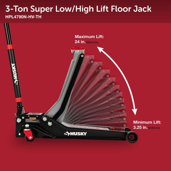 Husky 3 Ton Super Low / High Lift Floor Jack HPL4790N-HV-TH - The