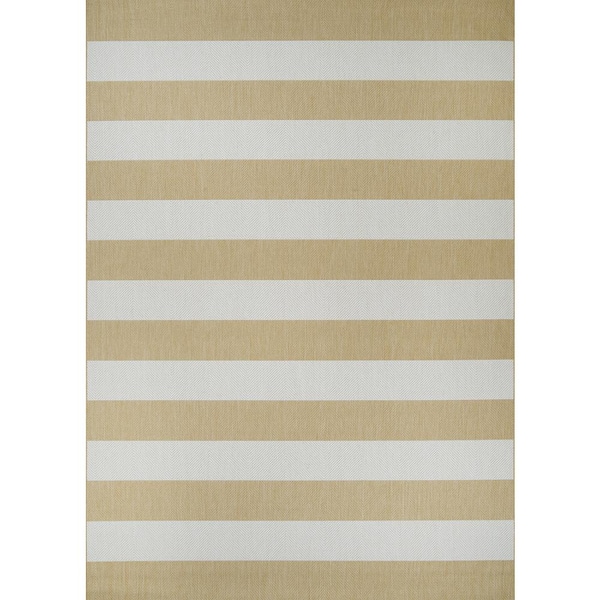 Afuera Yacht Club Butterscotch-Ivory 2 ft. x 4 ft. Indoor/Outdoor Area Rug