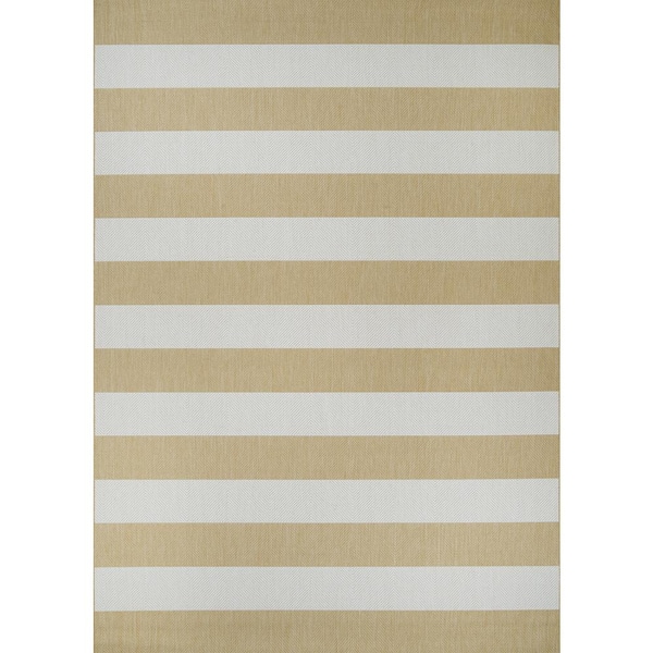 Couristan Afuera Yacht Club Butterscotch-Ivory 7 ft. x 10 ft. Indoor/Outdoor Area Rug