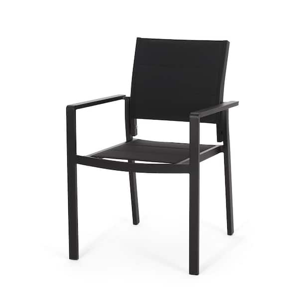 Unbranded Black Aluminum Outdoor Dining Chair (Set of 2)