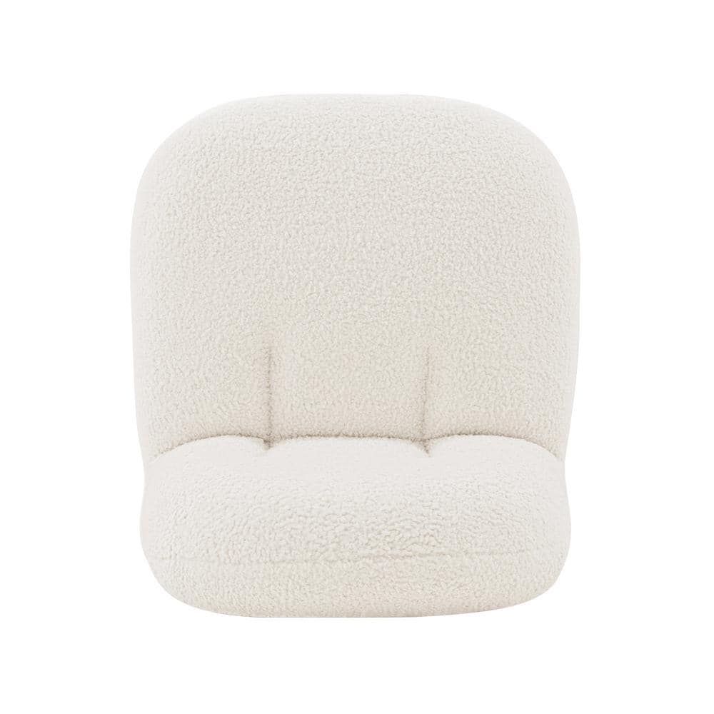 Edina White Boucle and Pine Wood Accent Chair