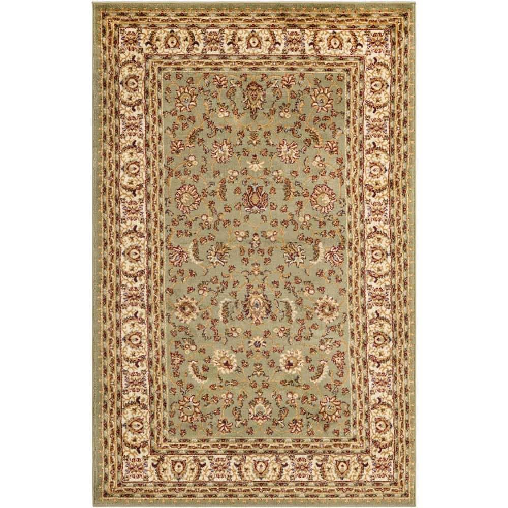 Green Rectangular Synthetic Easy Care Area Rug