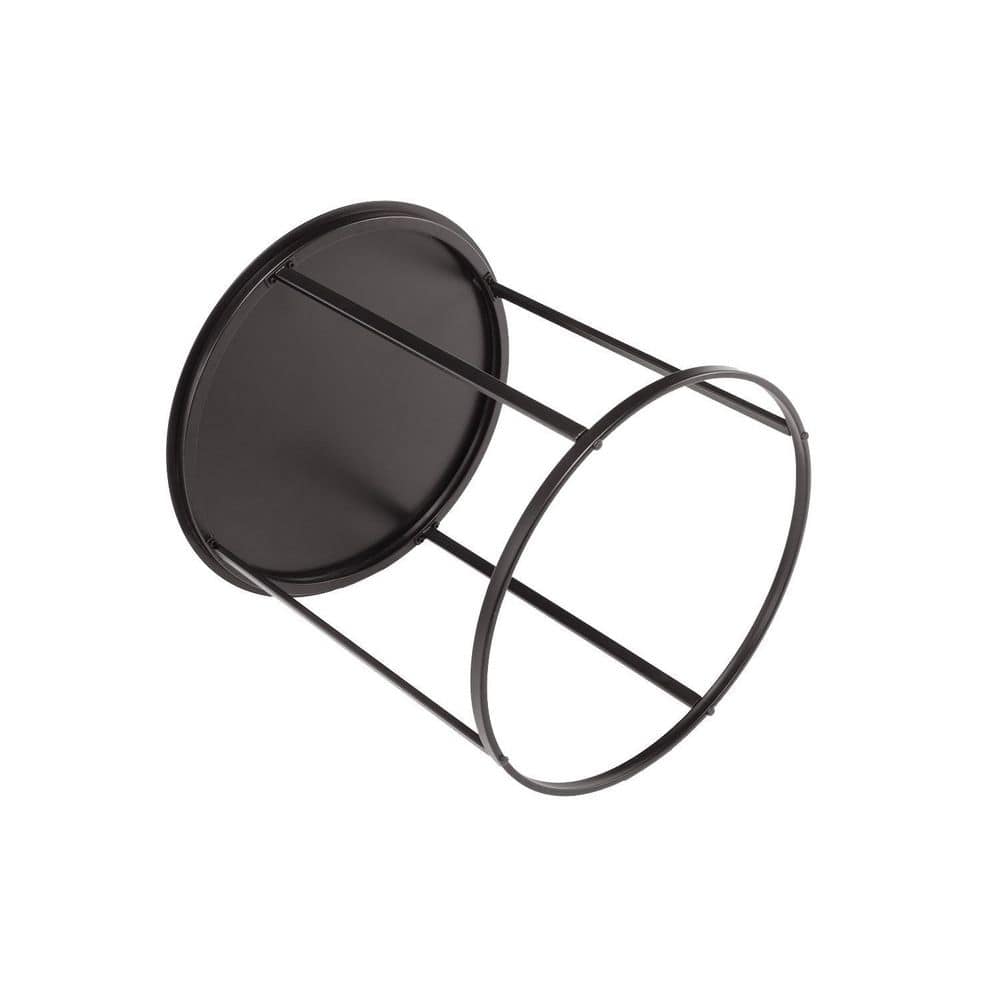 Landon 24" Round Dark Brown Iron & Wood Modern End Table
