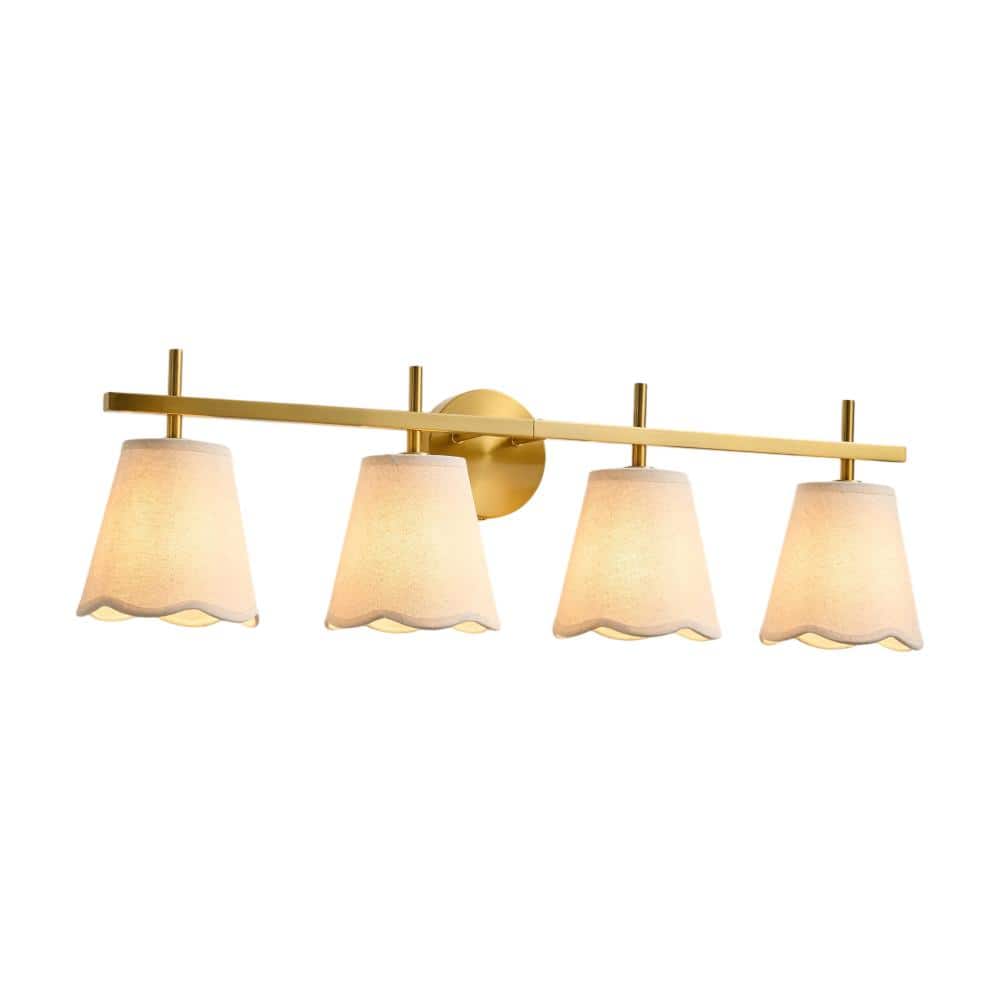31 In. 4-Light Gold Indoor Vanity Light with Linen Shade price history on PriceWatchPro