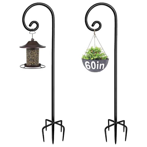 Unbranded 60 in. Black Steel Shepard's Hooks (2-Pack)