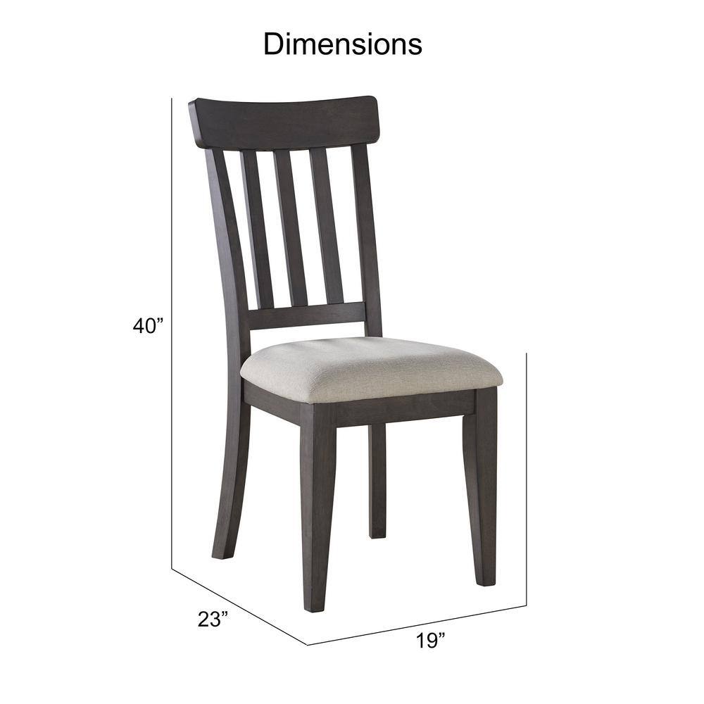 Beige Linen Upholstered Dark Brown Wood Side Chair Set
