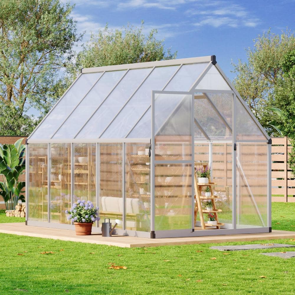 Heavy Duty 6x9 FT Polycarbonate Walk-In Greenhouse Quick Setup, Roof Ventilation Ideal for Gardening Light Sliver price history on PriceWatchPro