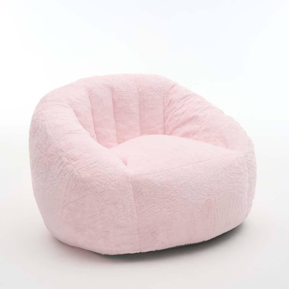 "44"" Pink Faux Fur Bean Bag in Pumpkin Shape for Kids' Spaces, Lounges, or Dorms" price history on PriceWatchPro