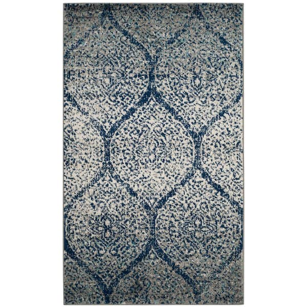 SAFAVIEH Madison Navy/Silver 3 ft. x 5 ft. Medallion Area Rug