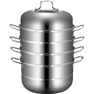 5-Tier Stainless Steel Steamer Dia-11 in. Multi-Layer Cookware Pot with Handles Work with Gas, Electric, Grill Stove Top