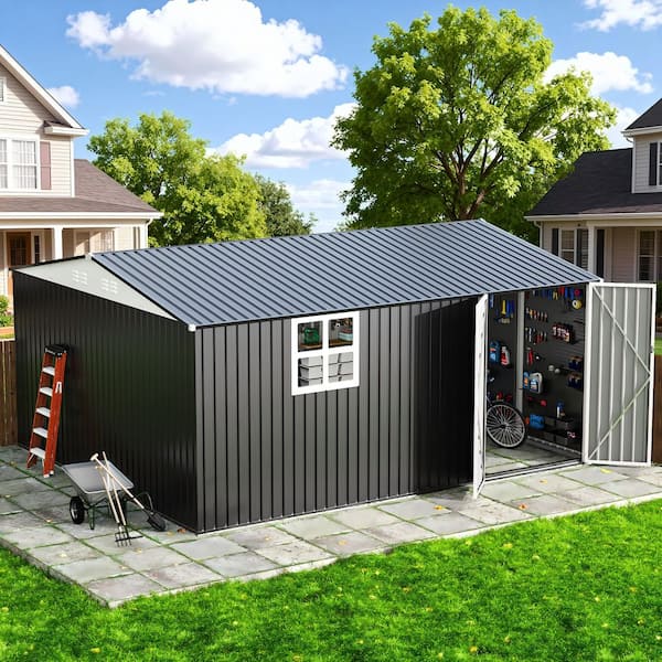 VIWAT 14 ft. W x 12 ft. D Metal Outdoor Storage Garden Tool Steel