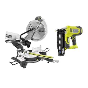 15 Amp Corded 12 in. Sliding Compound Miter Saw and ONE+ 18V 16-Gauge Cordless AirStrike Finish Nailer (Tool Only)